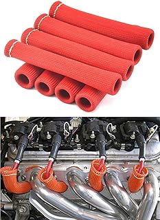 Spark Plug Protect Boot 1800 Degree Heat Shield Thermal Protection Insulator Sleeve Spark Plug Wire Boots 6 inch for Car T...