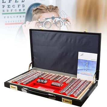 266pcs Optometry Box Trial Lens Case Set, Metal Rim Aluminum Case Trial Frame Metal Rim Ophthalmic lenses,Optometry Optical Instrument for vision screening