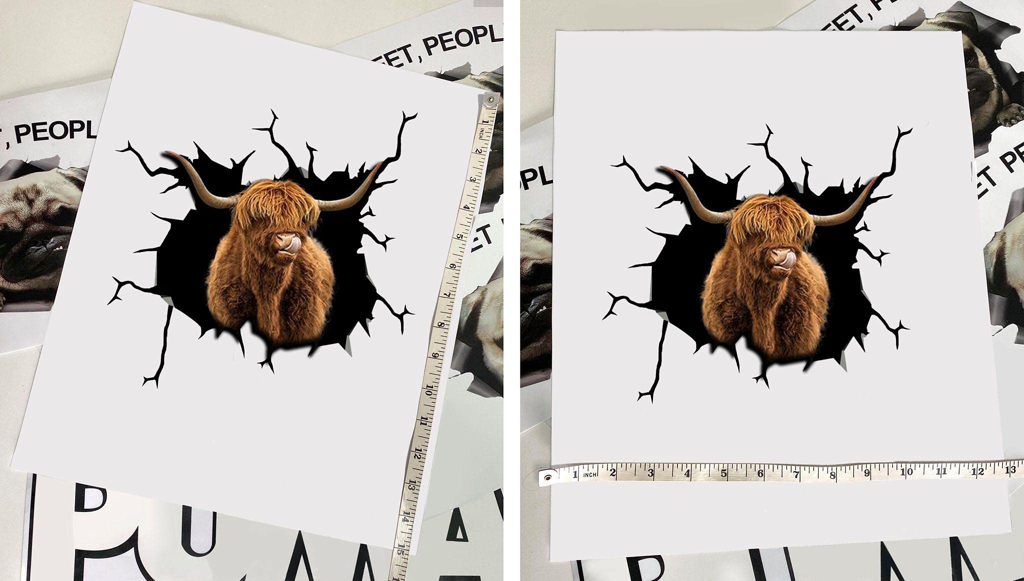 Realistic Window Decals Scottish Highland Cow Car Decals - 2 Pack ...