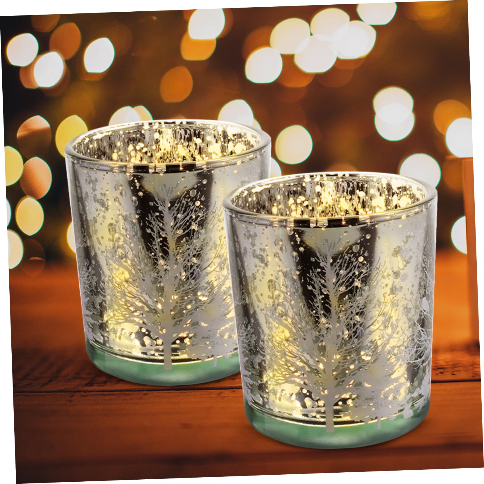 Cabilock 4 Piezas portavelas de Cristal Decoración navideña Decoraciones de Casas Ligeras para el hogar navideños Christmas Xmas Velas cónicas Quieres portavelas de Escritorio
