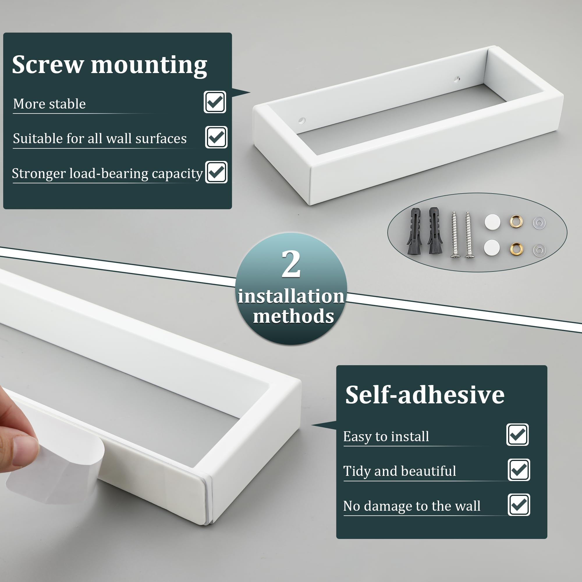 SAYAYO Porta Asciugamani Bagno Bianco Porta Asciugamano Autoadesivo Porta Salviette da Parete 20CM Anello Portasciugamani Bidet Per Bagno Cucina, in Acciaio Inox