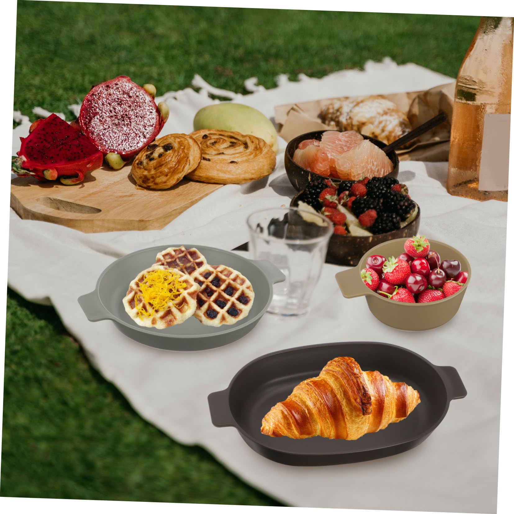 Toyvian Vajilla De Plástico Kit De Platos y Cubiertos Vajilla Irrompible para Camping y Picnic