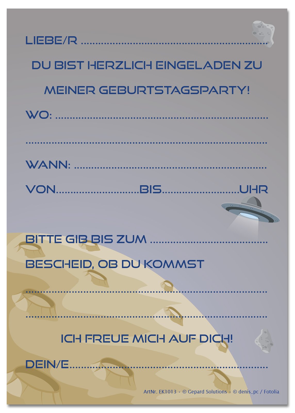 12 Einladungskarten Kindergeburtstag – Motto Rakete & Weltraum, DIN A6, Auf Hochwertigem Karton