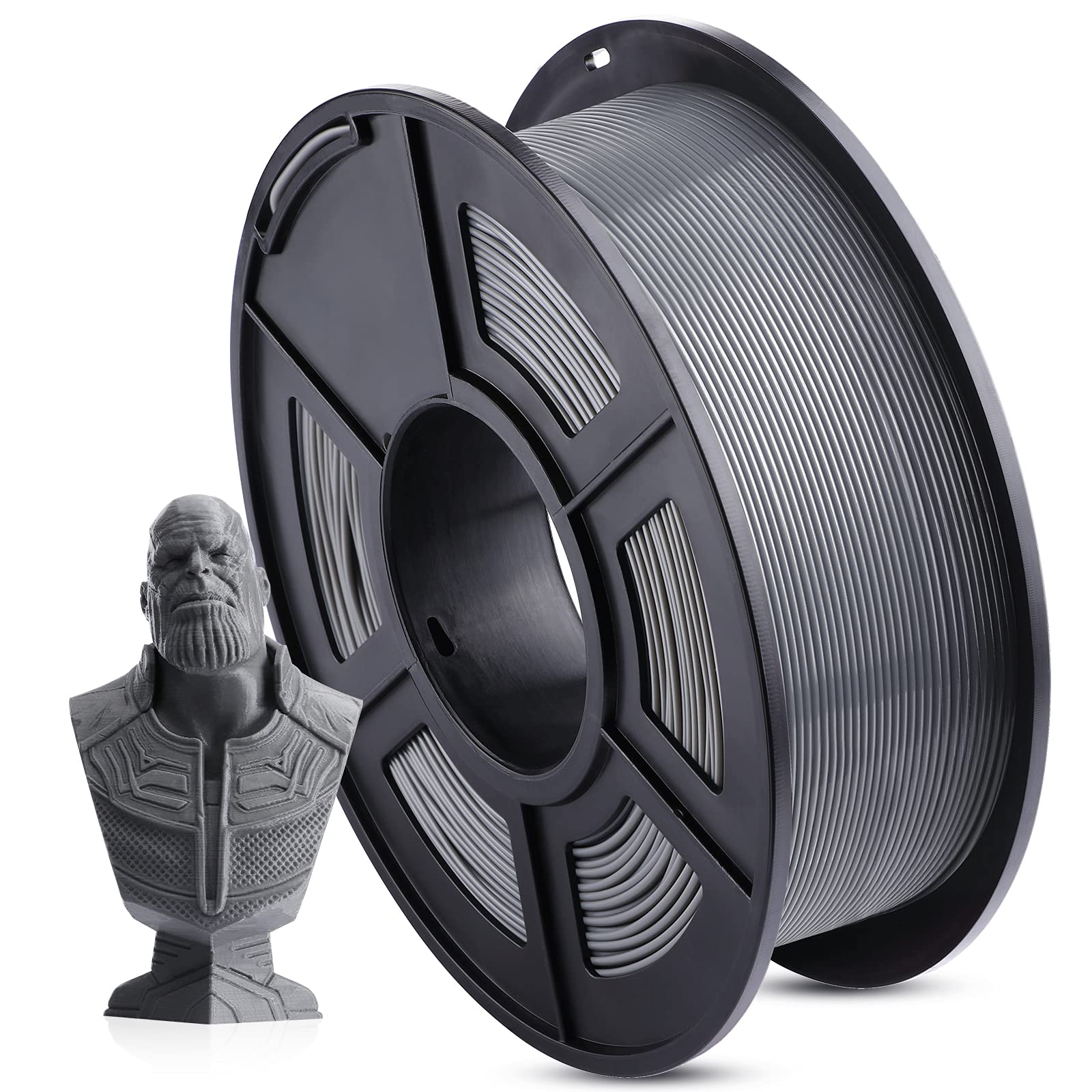 ANYCUBIC PLA 3D Printer Filament, 3D Printing PLA Filament 1.75mm Dimensional Accuracy +/- 0.02mm, 1KG Spool (2.2 lbs), Grey
