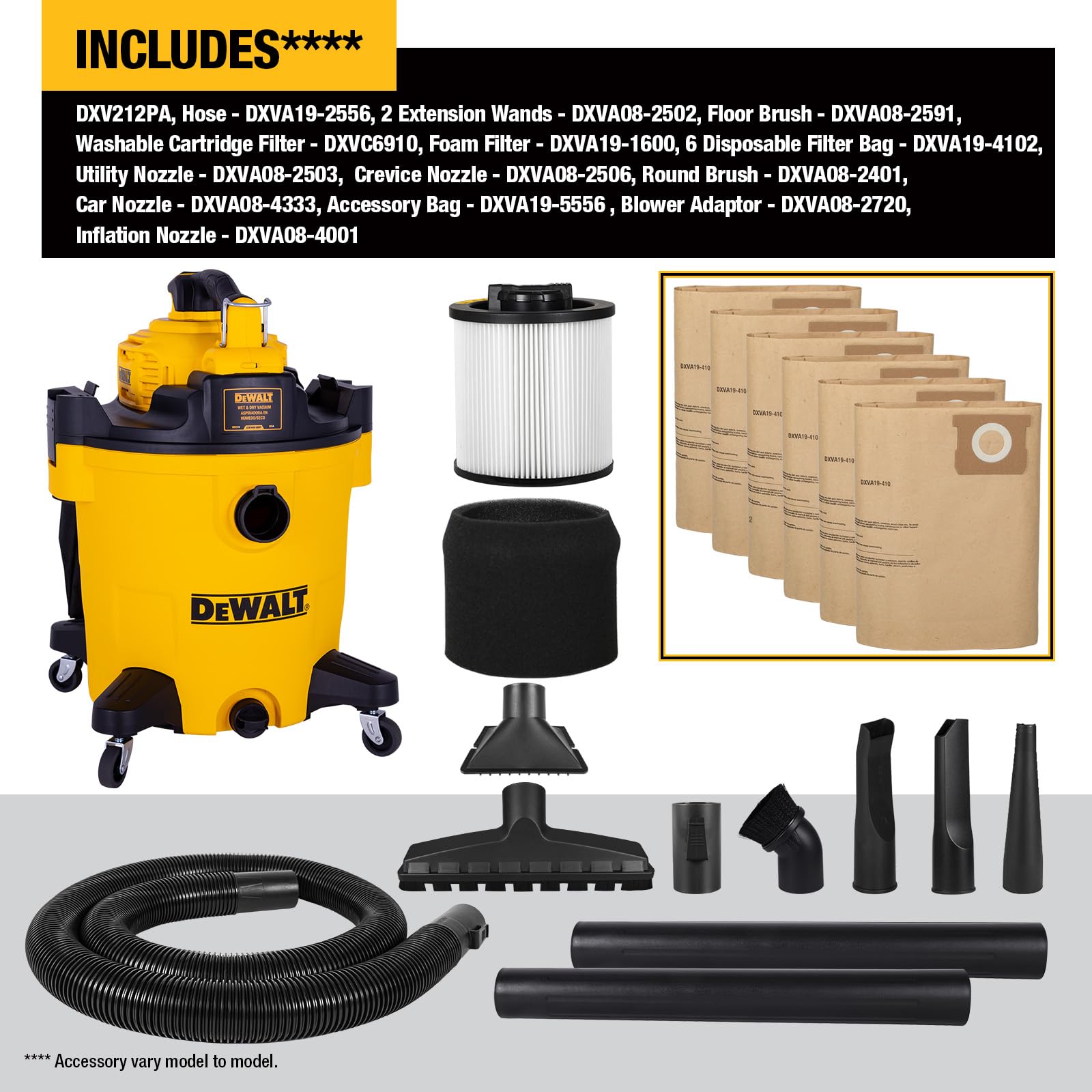 DEWALT Shop Aspiradora húmeda y seca con soplador de hojas desmontable, 3 en 1, aspiradora húmeda y seca resistente de 12 galones para el hogar, garaje, coche, taller, lugar de trabajo, cuidado del