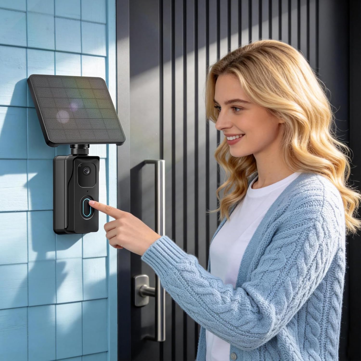 iTODOS 13200mAh Solar Charging Base Station for Blink Doorbell 2nd Gen, 4W High-Efficiency Solar Panel, IP67 Waterproof External Power Supply, Continuous Operation