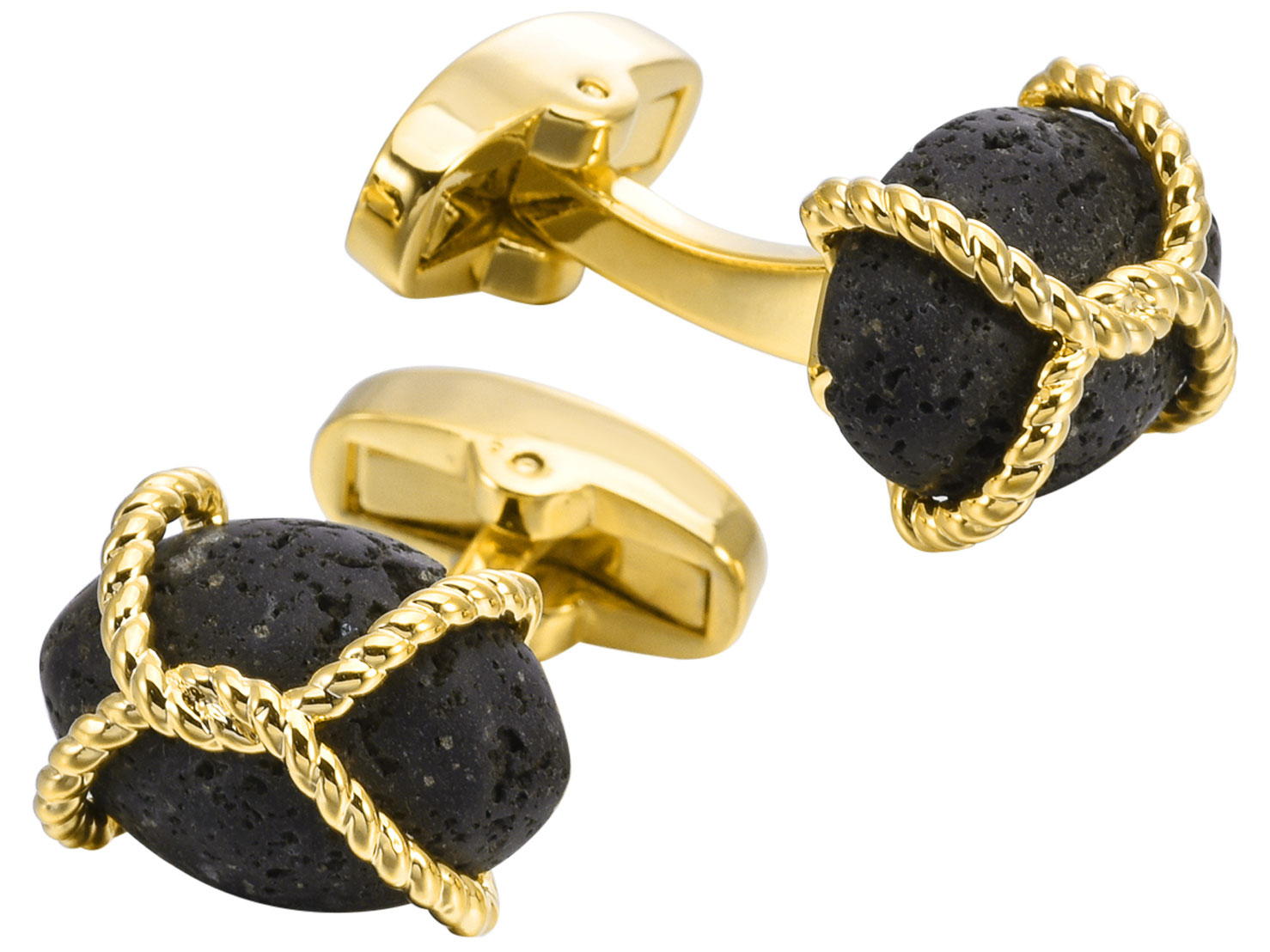 Mancuernillas de piedra lava negra para hombre y mujer miniatura 7
