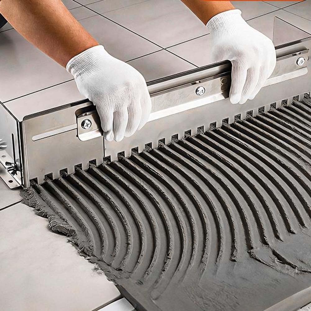 Paleta con muescas ajustables, 2 piezas para herramienta de peine de mortero para suelos de azulejos, rango de 300-800 mm con ranura de 12 mm (B)