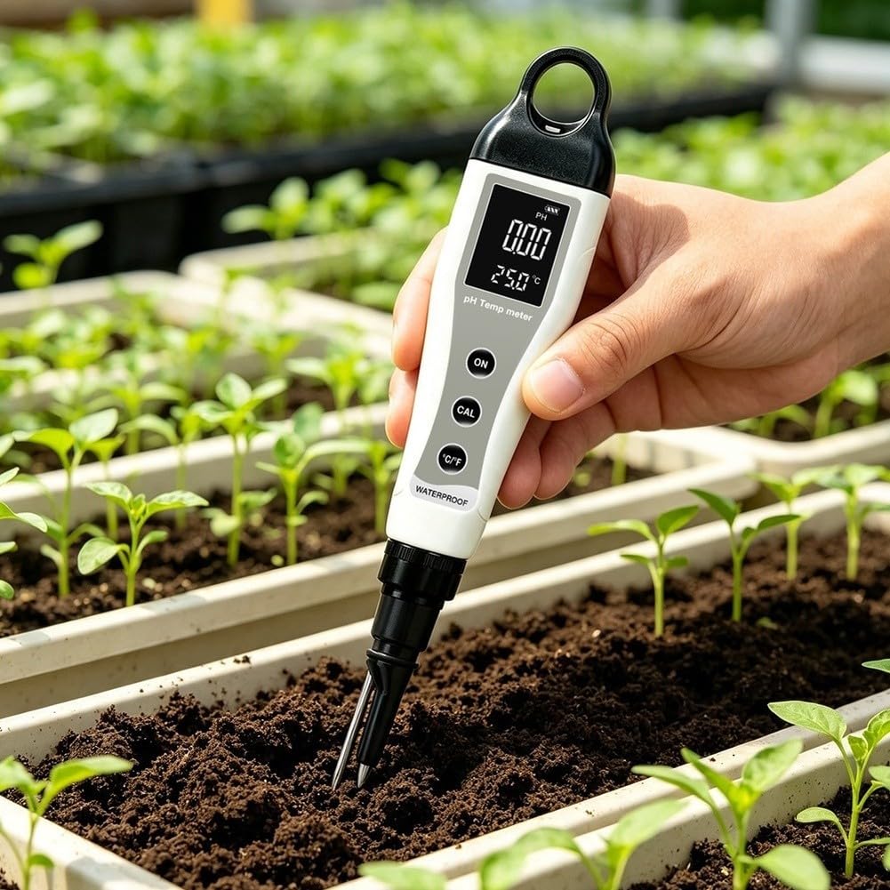 Medidor de pH Digital Portátil con Temperatura para Suelo