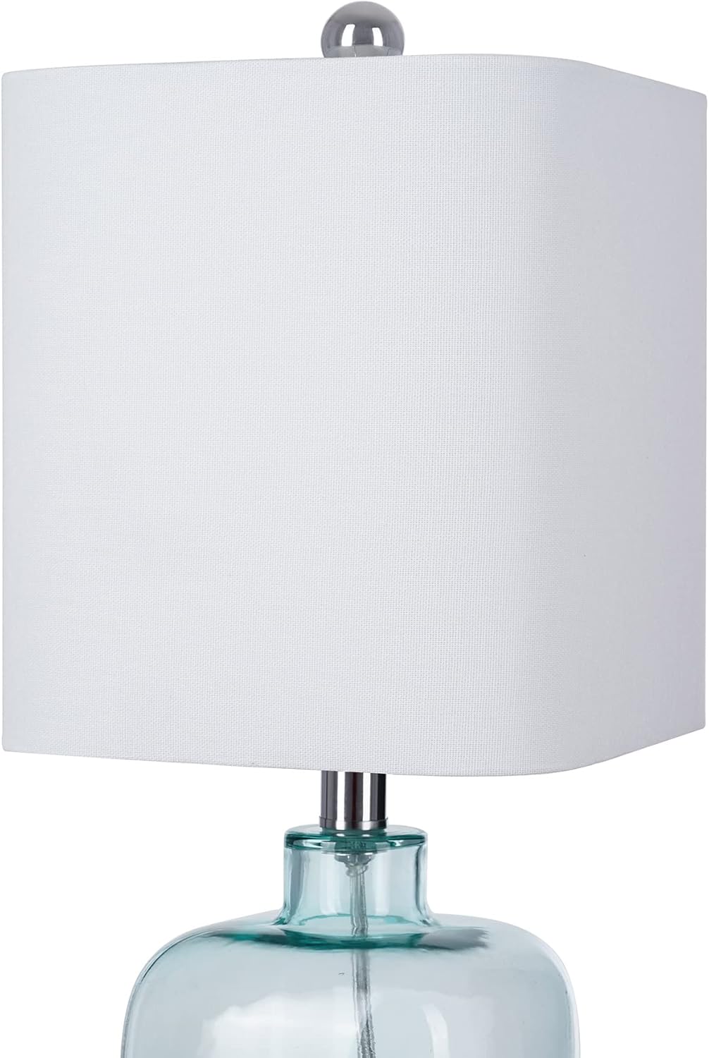 TOP оƒƒERS Catalina 23102-000 Coastal Translucent Glass Table Lamp with Linen Shade, 21, Sea Foam Green