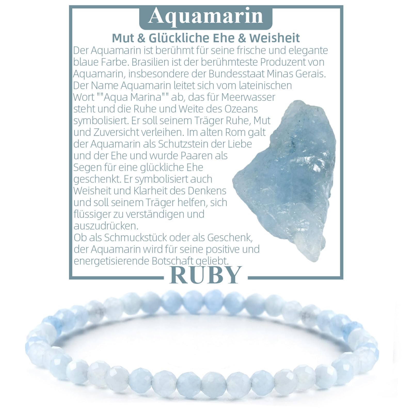 RUBY Perlenarmband Damen - Hochwertiges 4mm Edelstein Armband aus Facettierten Echten Natursteinen - Inklusive Geschenkbox Geschenk für Sie
