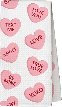 Coquette Pink Heart Kitchen Towels, Valentines Day Gift for Girl Friends, Anniversary Wedding Gifts for Couple Wife, Pink Home Decor Tea Towels Kitchen Hand Towels 16x24 Inch