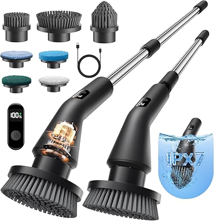 Leebein Electric Spin Scrubber, 2025 New Cordless Cleaning Brush Bathroom Scrubber, IPX7 Waterproof Shower Scrubber with 7 Brush Heads, Extendable Long Handle and 2 Speeds Scrubber for Bathtub Floor Leebein Electric Spin Scrubber, 2025 New Cordless Cleaning Brush Bathroom Scrubber, IPX7 Waterproof Shower Scrubber with 7 Brush Heads, Extendable Long Handle and 2 Speeds Scrubber for Bathtub Floor