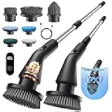 Leebein Electric Spin Scrubber, 2025 New Cordless Cleaning Brush Bathroom Scrubber, IPX7 Waterproof Shower Scrubber with 7 Brush Heads, Extendable Long Handle and 2 Speeds Scrubber for Bathtub Floor
