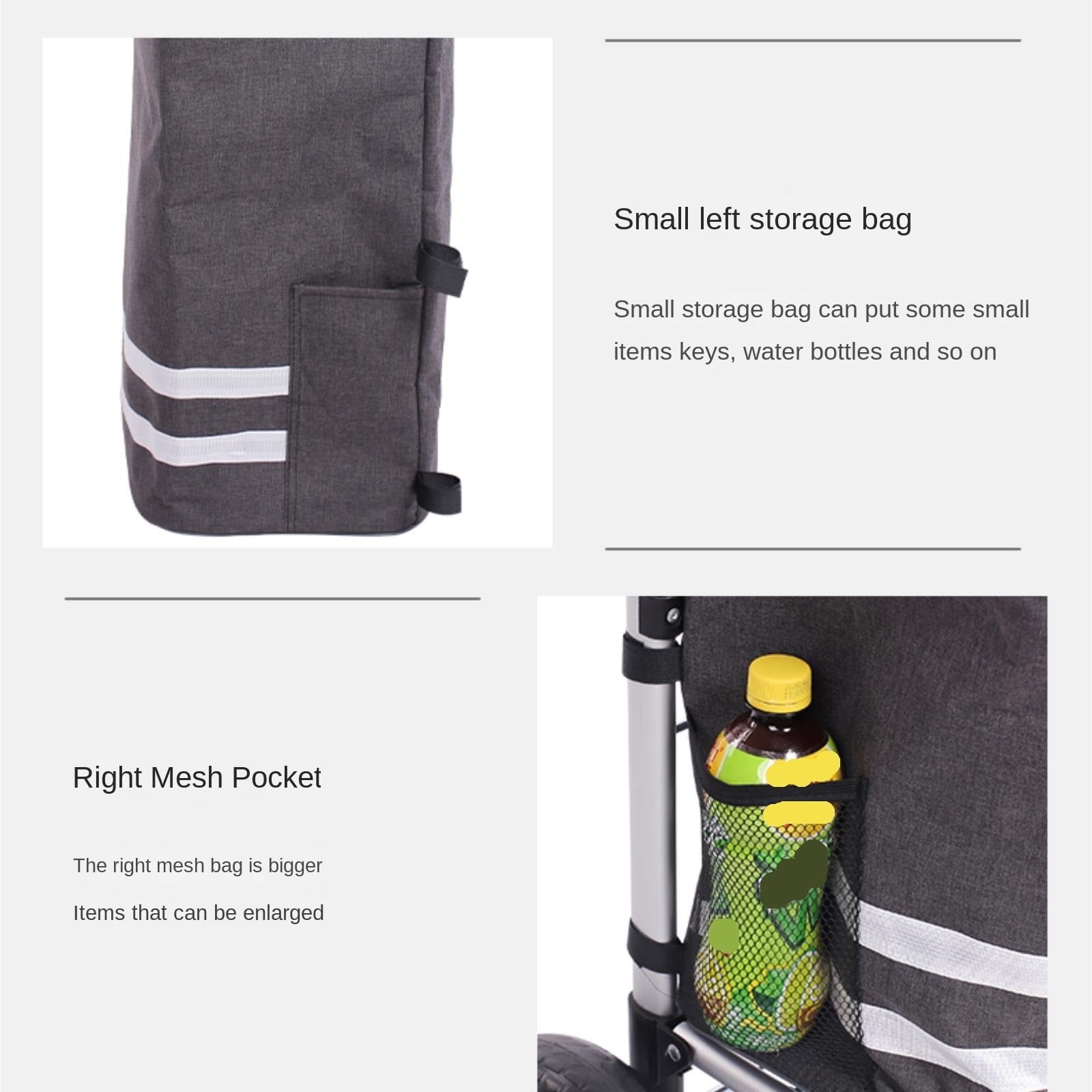 Carrello della spesa pieghevole con cestino rimovibile – Carrello portatile a sei ruote per un facile trasporto, ideale per la spesa e l'uso all'aperto