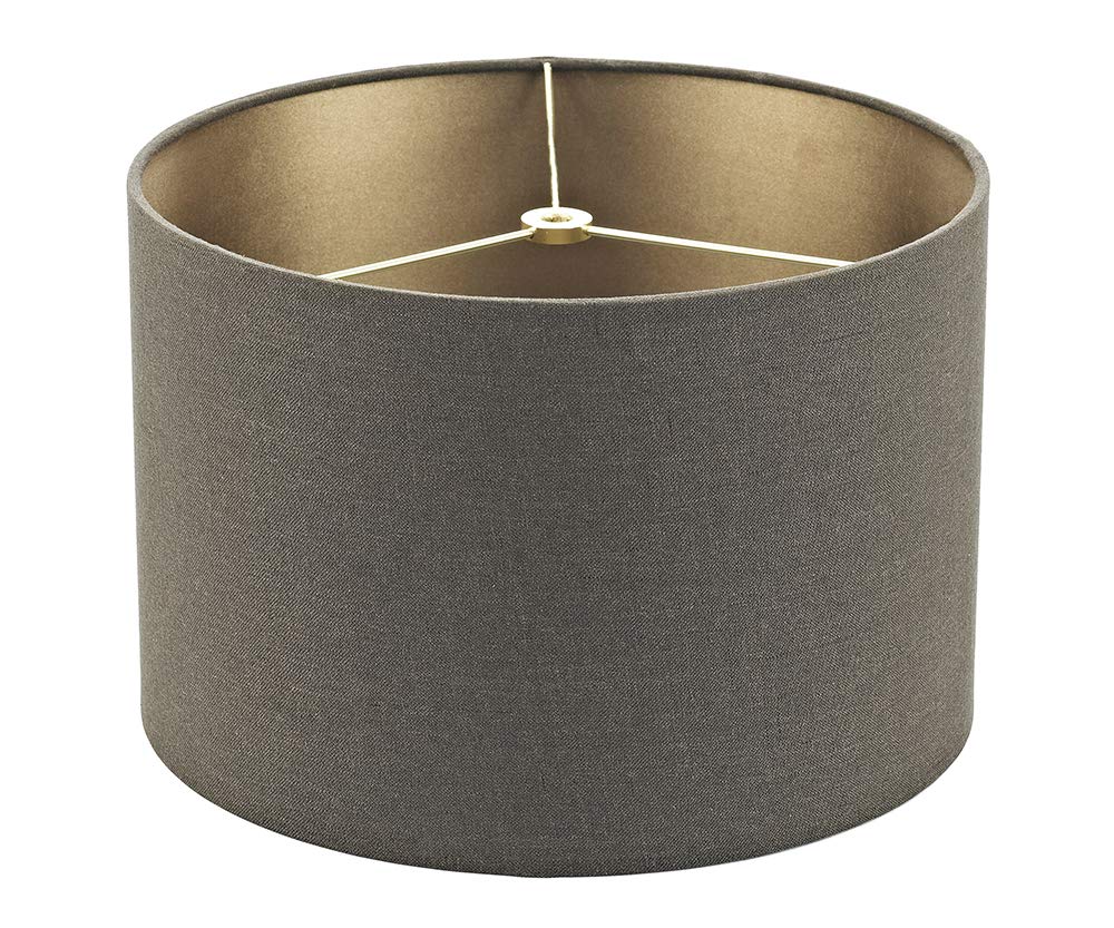 Contemporary and Stylish Chocolate Brown Linen Fabric 12" Spider Lamp Shade with Cotton Inner | Brass Plated Harp & Finial Included by Happy Homewares