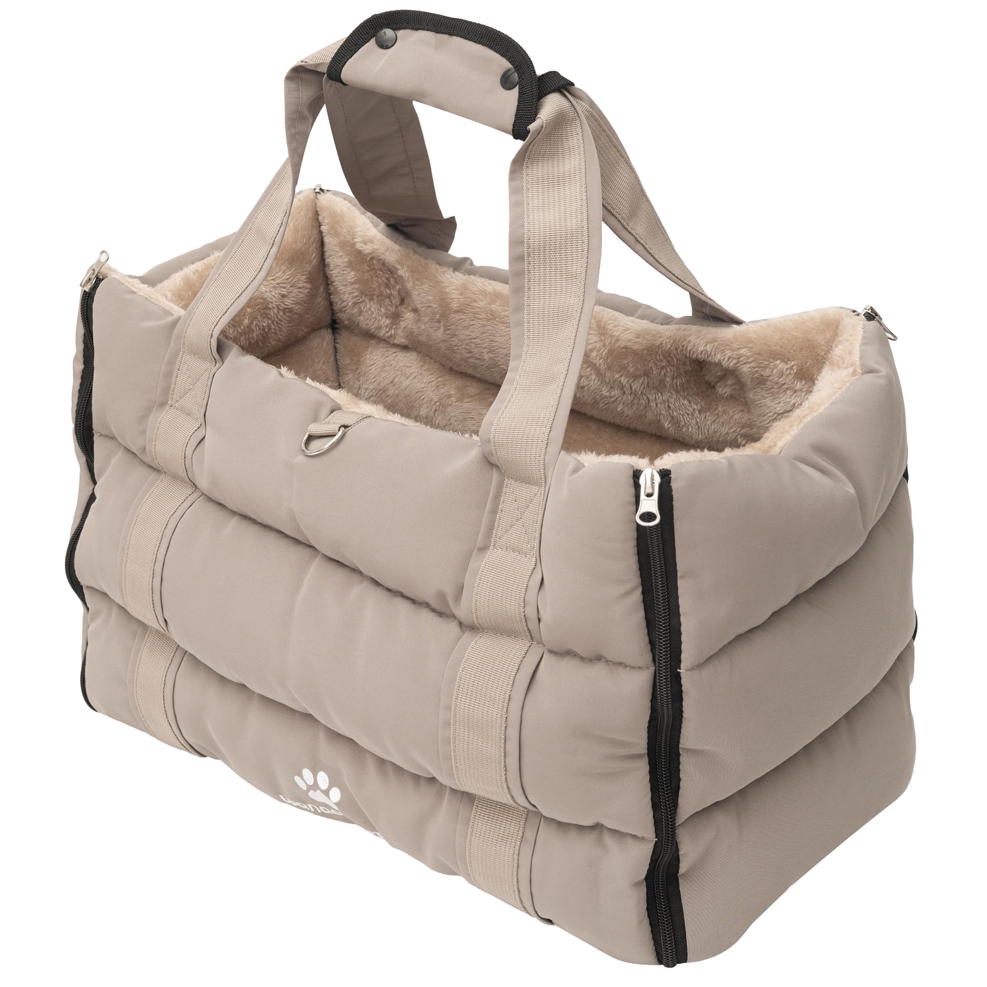 Hundetragetasche – Hundetasche & Tragetasche Hund, Hunde Tragetasche bis 10kg, leichte Transporttasche Hund als Bequeme Umhängetasche für Reisen (Grau, L)