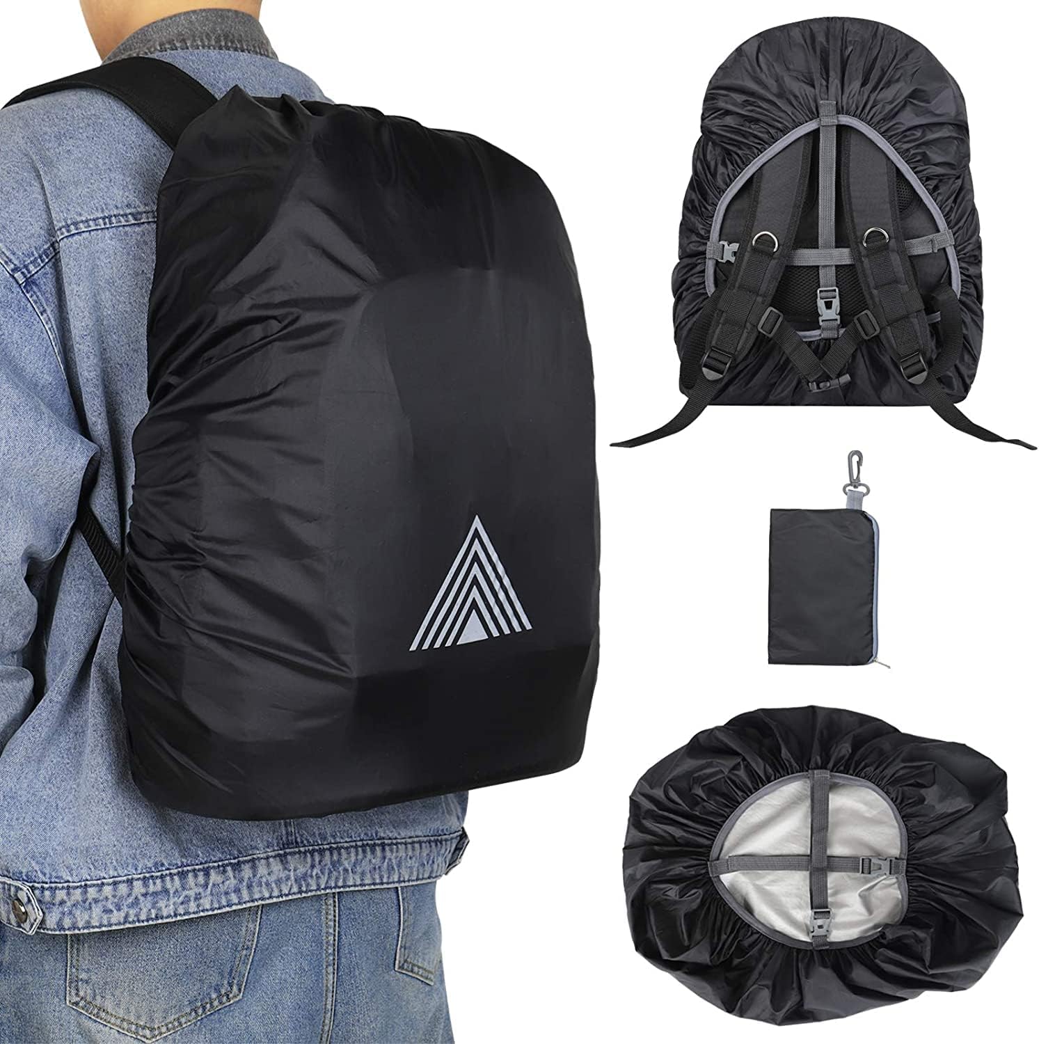 Copri Zaino per Pioggia 15-75L,Coprizaino Impermeabile,Copertura Zaino Antipioggia con Fibbia Regolabile,Parapioggia per Zaino per Escursionismo,Campeggio,Viaggio,Ciclismo