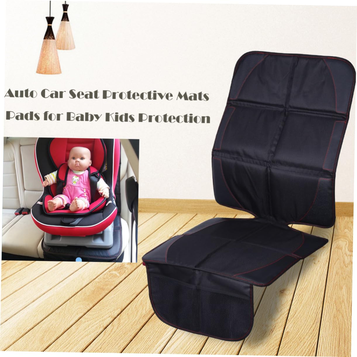 Protezione Seggiolino Auto per Bambini, Nero, Cuoio Oxford Cotone
