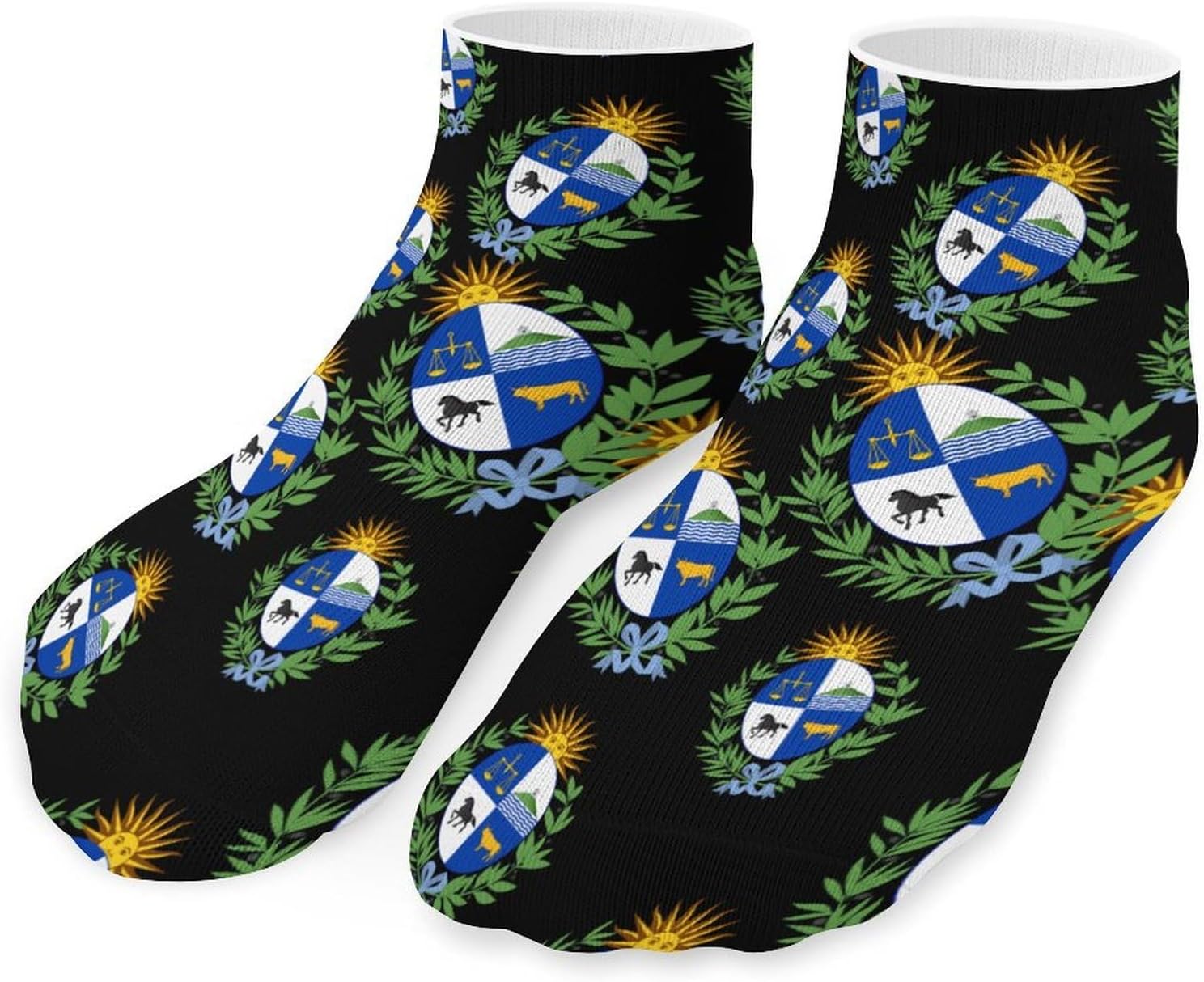 Coat of Arms of Uruguay No Show Ankle Socks Low Cut Non Slip Flat Boat Line 5 Pairs Set