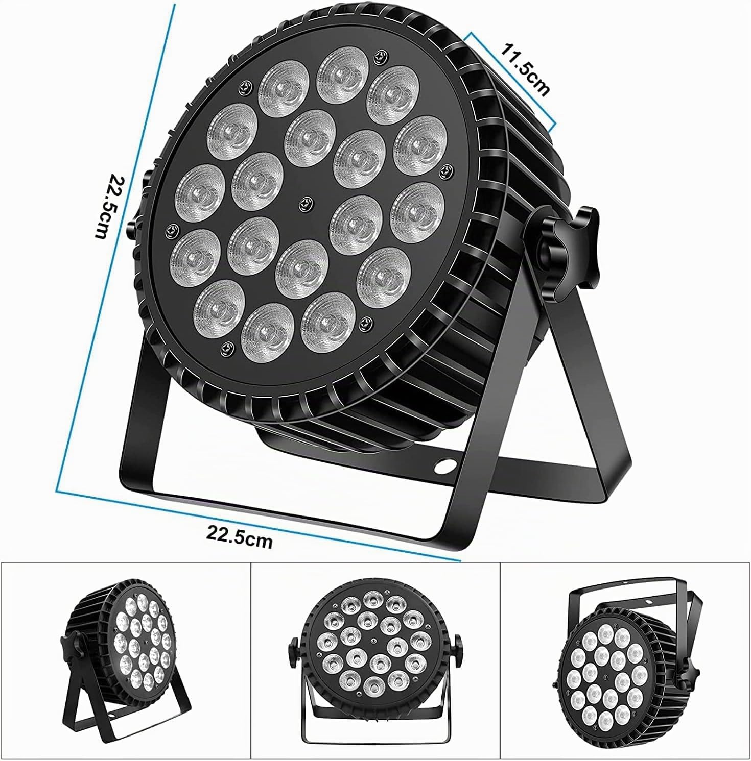 4PCS Ukfog 200W 18LED Par Faro Par LED Luce RGBW+8CH Luci per Feste Stroboscopica Modalità Attiva LED Faretto da Palcoscenico Luce da Discoteca per Matrimoni Feste Chiese Club Spettacolo DJ Live