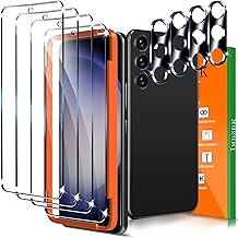 IMBZBK [4+4 Pieces Screen Protector Samsung Galaxy S23 Accessories 4 HD Tempered Glass 4 Pieces Camera Lens Protector Case Friendly Mounting Frame