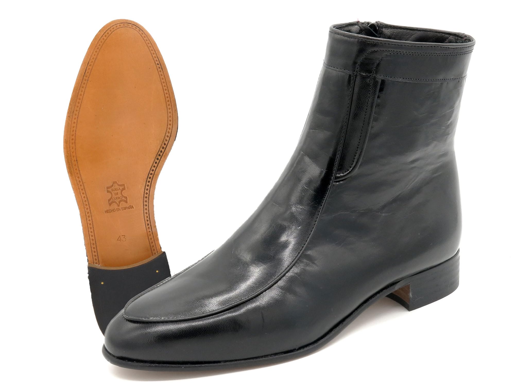 Botas de hombre Zapatos de negocios con suela de cuero Botines con cremallera