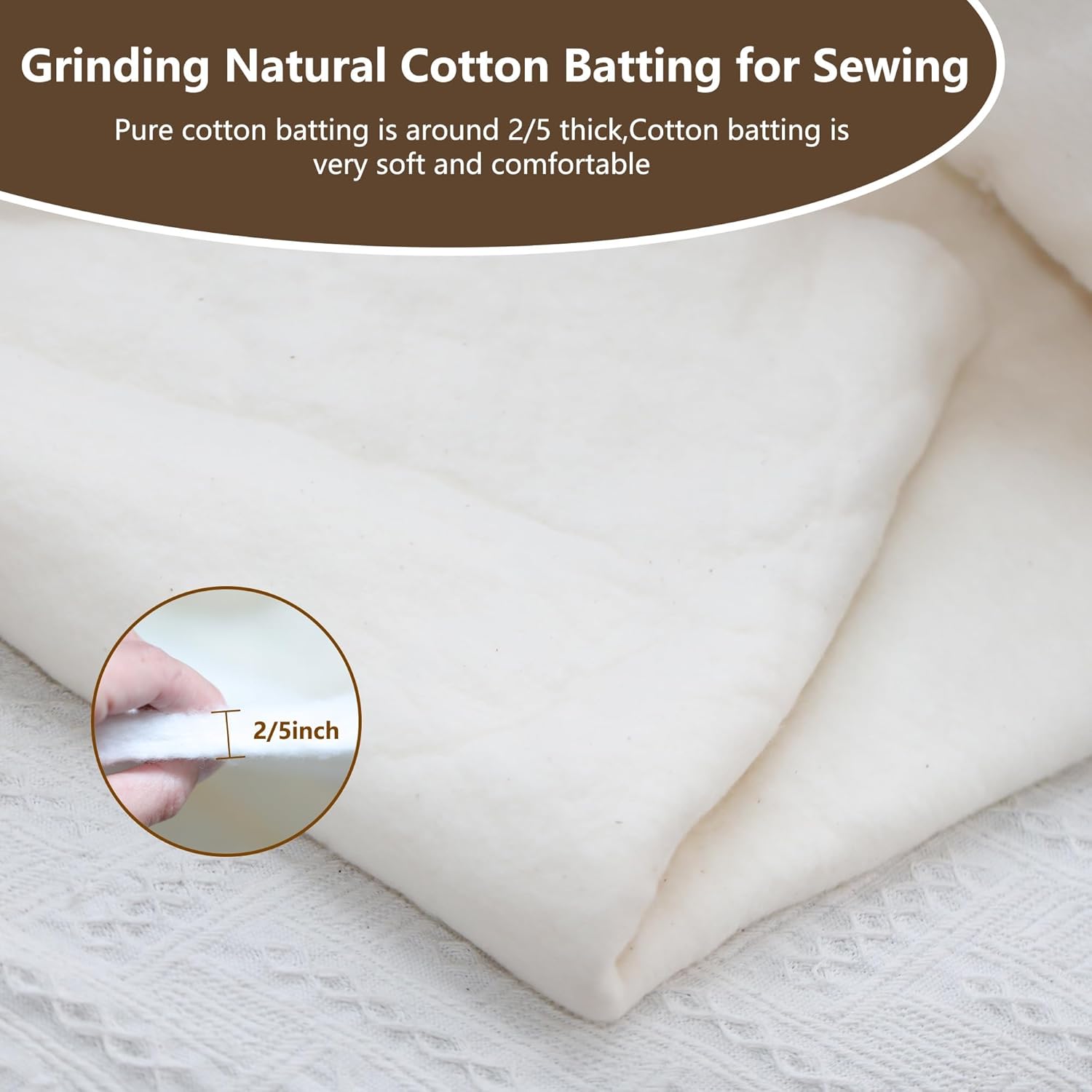 RRKTP Cotton Quilting Batting Microwave Safe for Bowl Cozies,Cotton Lightweight Lining for Potholders Quilting,36" x 5 Yards Soft Batting for Quilting, Batting for Sewing Handmade Quilts&DIY