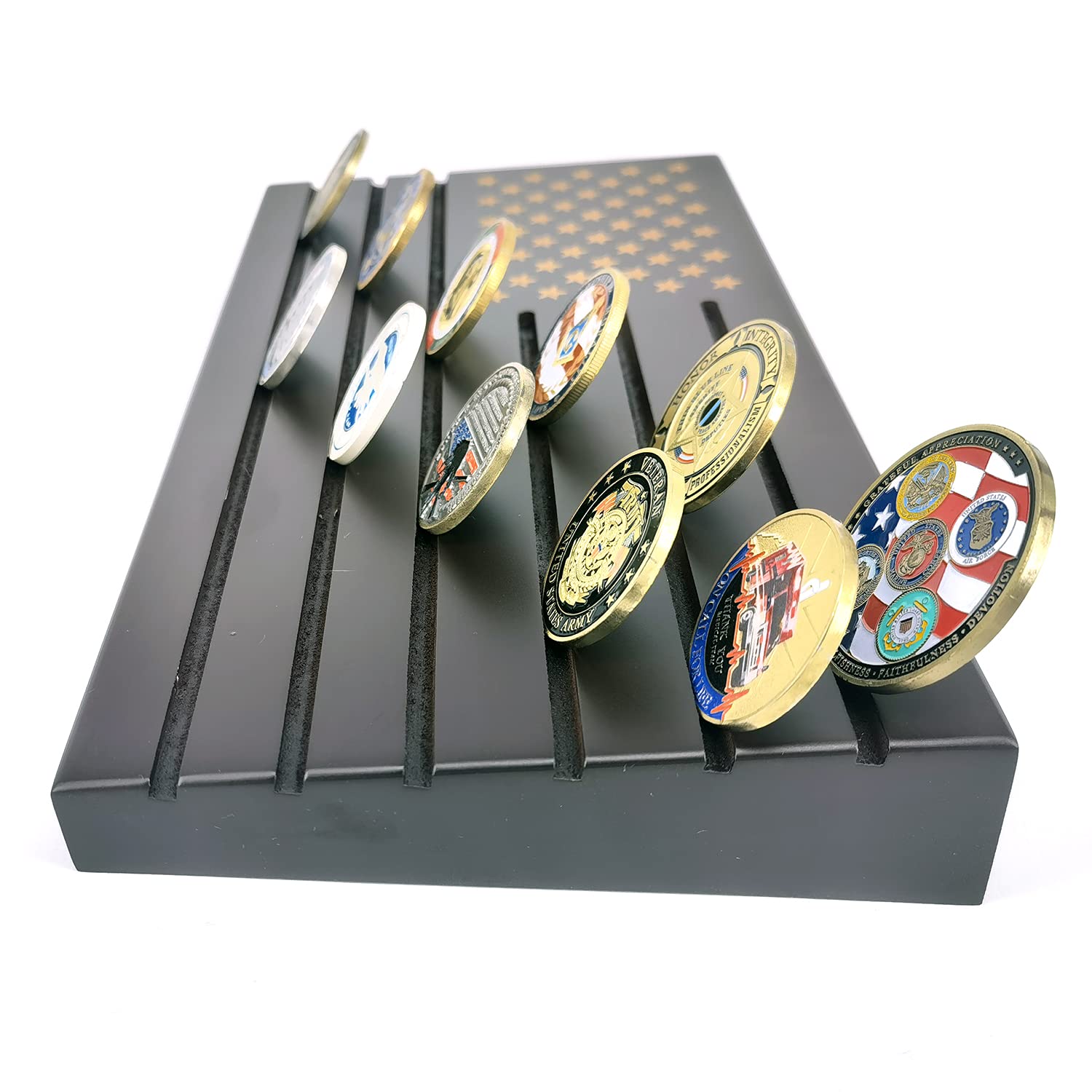 Amazon.co.jp: WOERDA 手作り アメリカ国旗 6列 ミリタリー チャレンジコイン ディスプレイスタンド - 42~46枚のコインを収納可能  : ホビー
