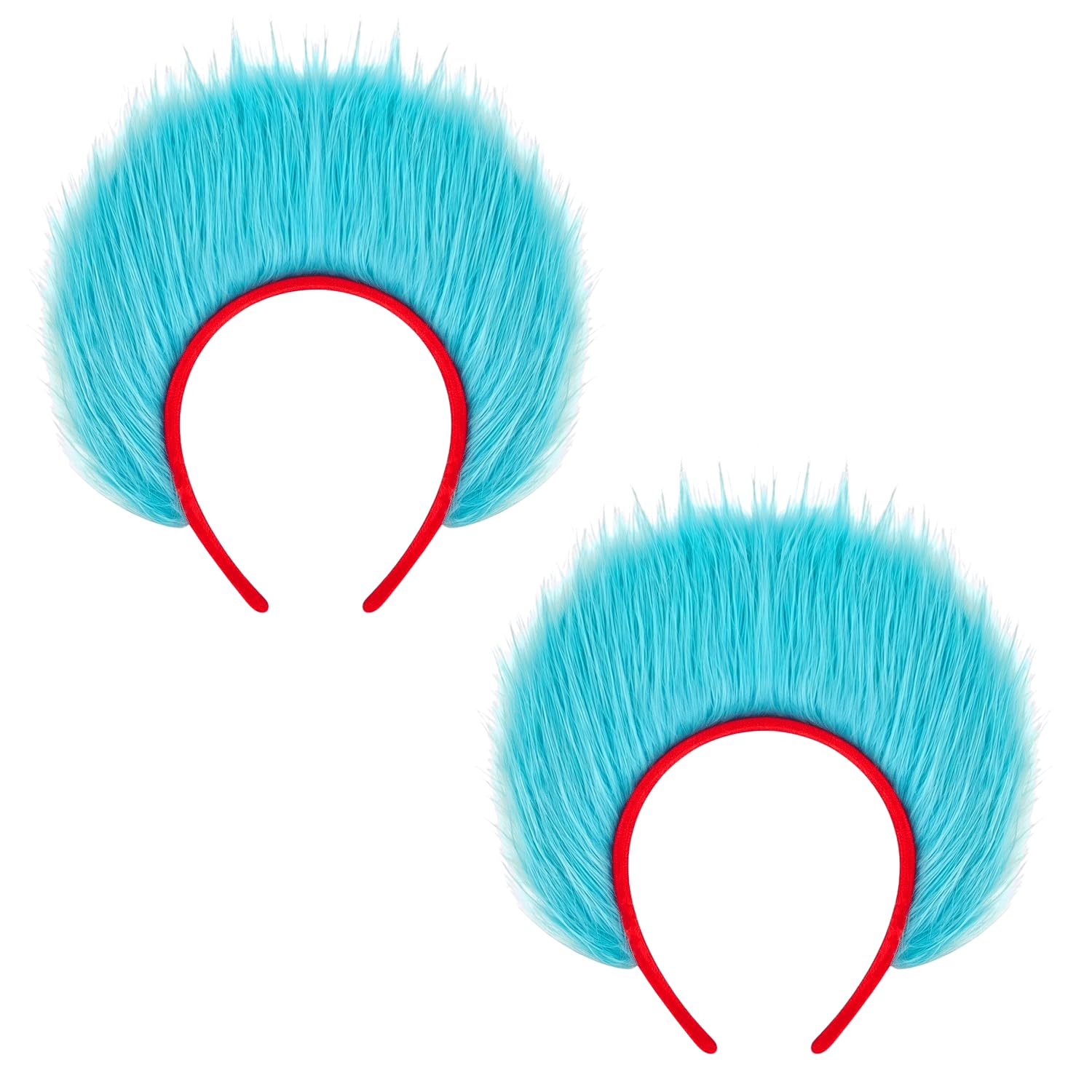 BORFUE 2Pcs Blue Monster Fuzzy Headbands Cute Cartoon Character Cosplay Headwear Halloween Christmas Festival Party Costume
