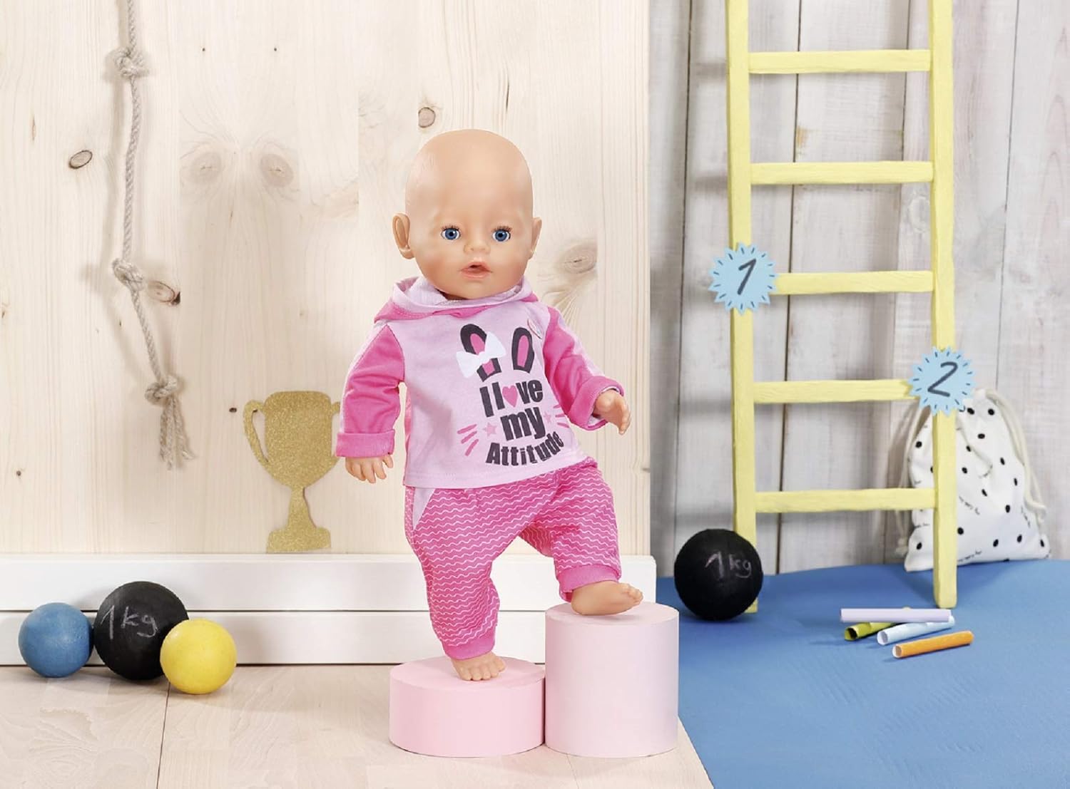 Baby Born Jogging Suits 43cm - Blue, Pink - Striped - Sport - Includes Clothes Hangers