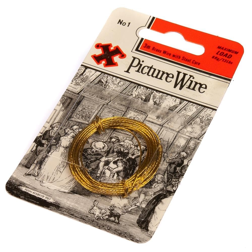 X Brass Picture Wire No.1 Solid Brass 3m Blister Pack 12834