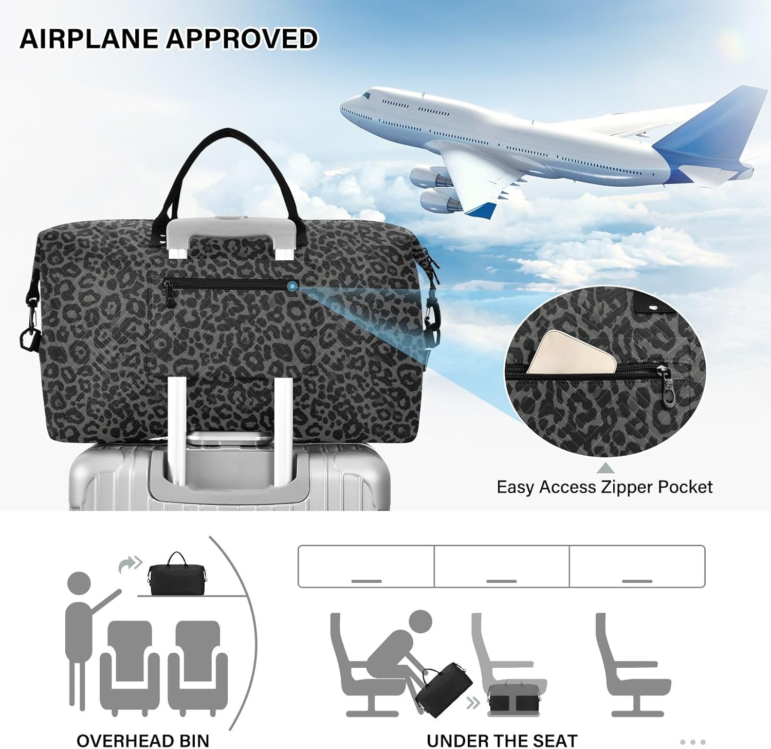 Large Travel Duffel Bag Sports Tote Gym Bag Overnight Weekender Bags Golden Bee Queen Crown Pattern Carry On Luggage