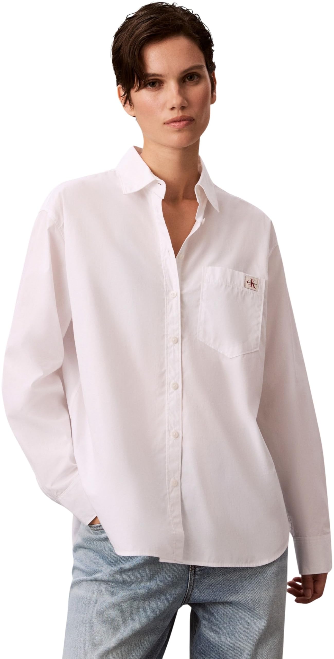 Calvin Klein Jeans Women's Long Sleeve Shirt - Brilliant White - 8 (XS)