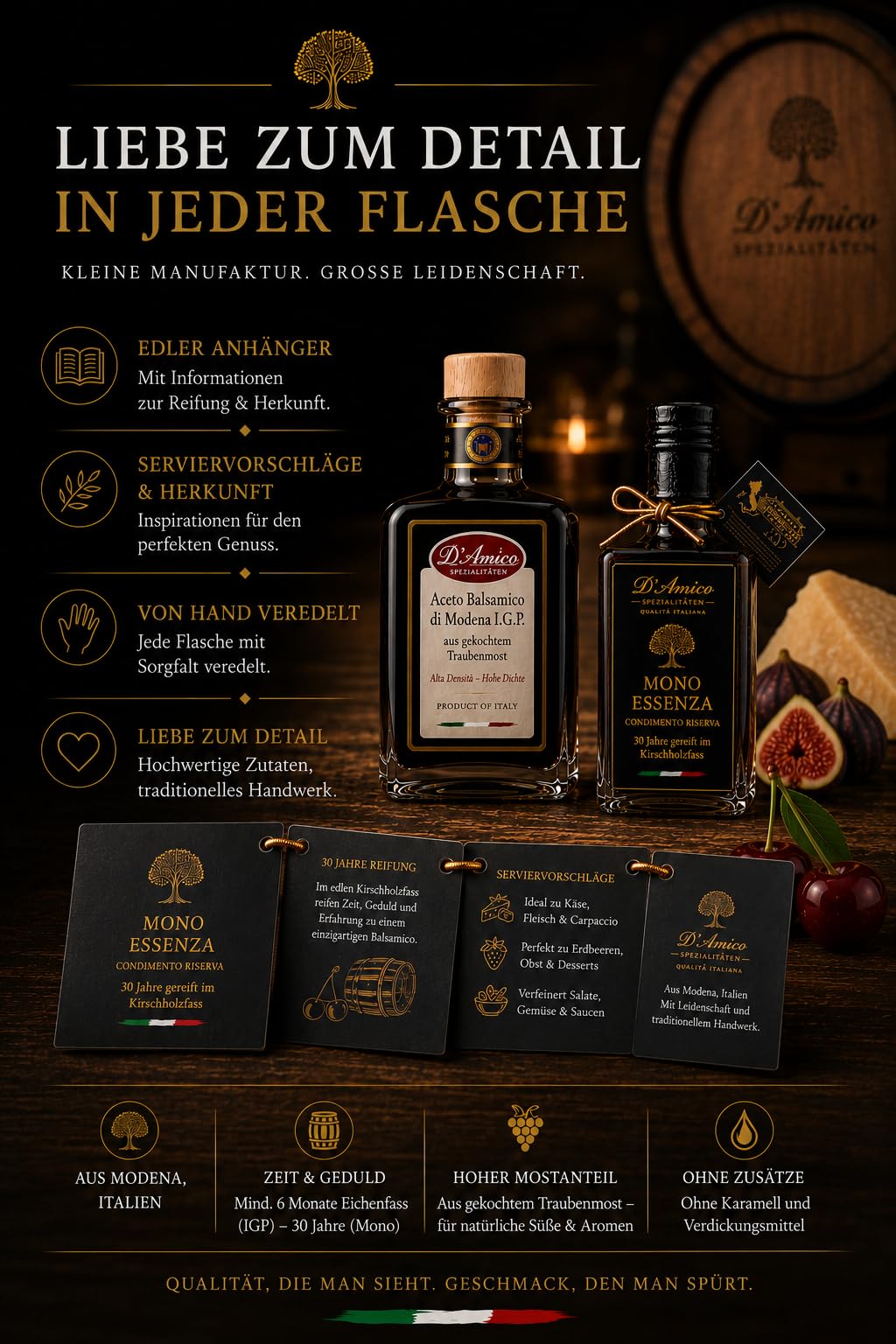 D’Amico Geschenkset – Aceto I.G.P. & Mono Essenza – 250 ml + 100 ml | Zwei italienische Premium-Spezialitäten in einem exklusiven Geschenkset