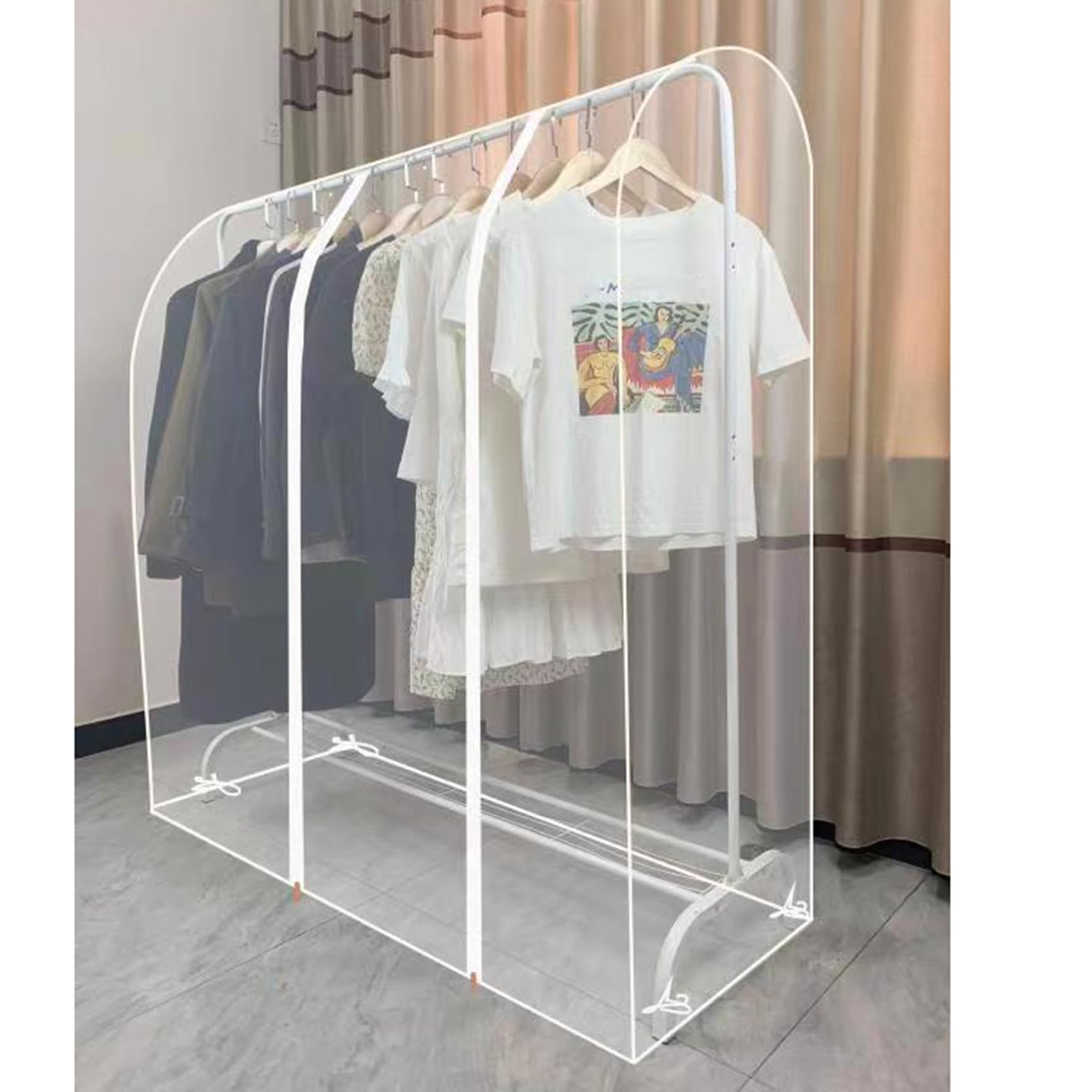 Kleiderstangenabdeckung mit 2 Reißverschlüssen, transparente/klare Kleiderständerabdeckung, groß, staubdicht und wasserdicht aus PEVA, Schutzhülle für Kleiderbügel zur Aufbewahrung von Kleid