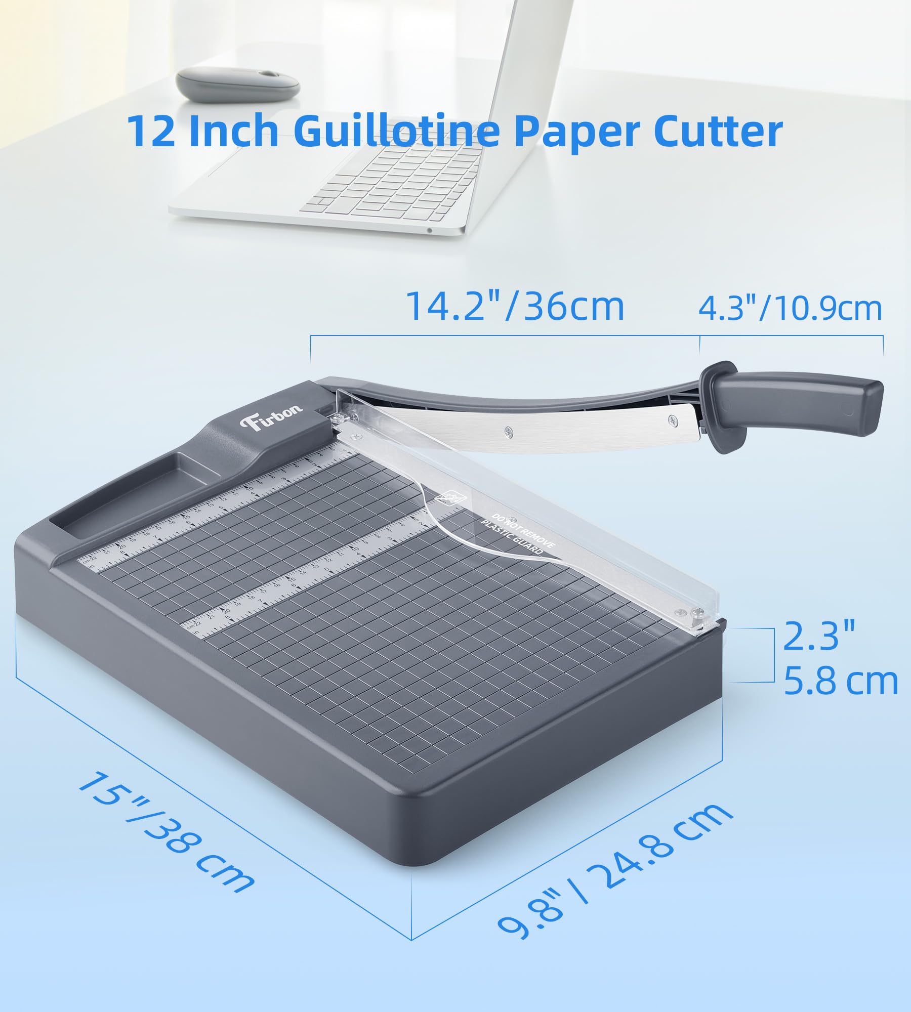 Firbon 12" Guillotine Massicot Robuste Capacité 12 Feuilles Protection Verrouillage Lame Papier Cartonné Photos Scrapbooking