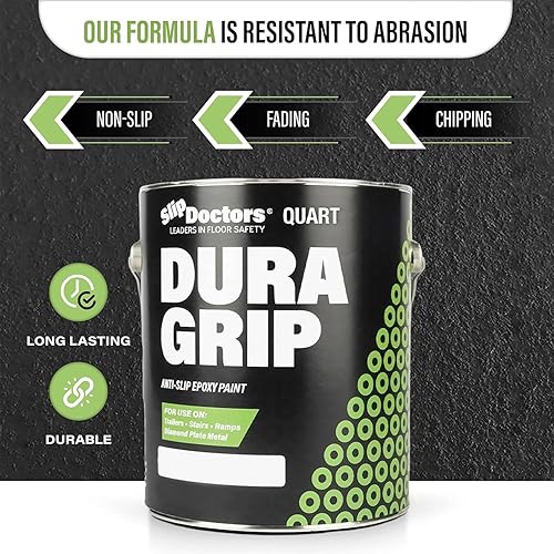 Miniatura 2 de Dura Grip - Pintura antideslizante (cuarto de galón, arena) para hormigón, madera, azulejos y metal, revestimiento antideslizante para pisos,