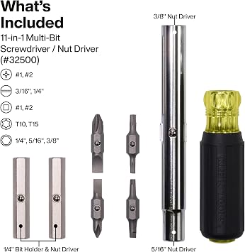 Klein Tools 32500SDKIT Multi-Bit Screwdriver and Nut Driver Set with Cushion-Grip Handles, Includes Stubby, 11-in-1, and 4-in-1 Electronics Drivers