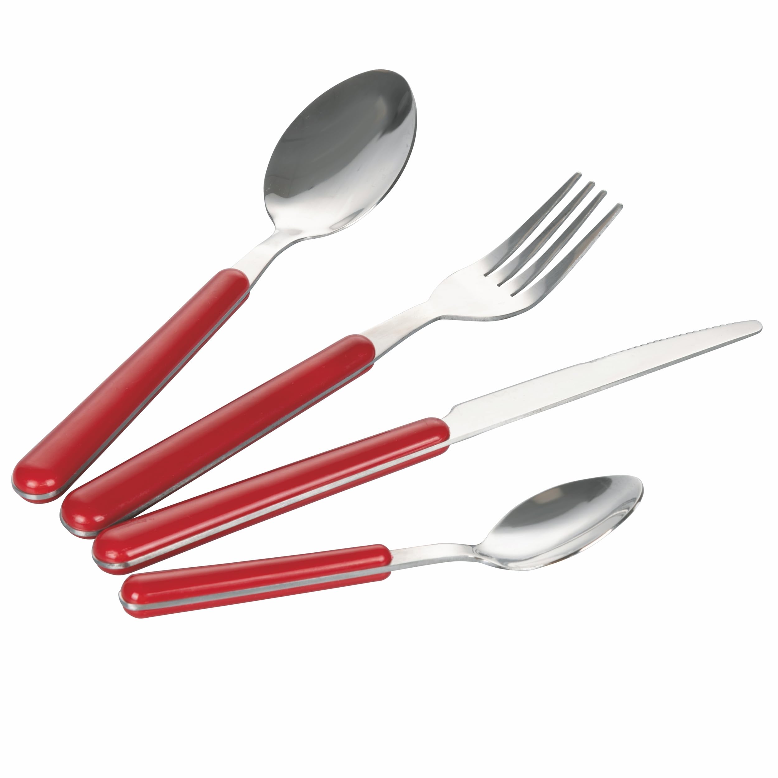 Set 24 posate in acciaio inox, impugnatura rossa, Brio Sibilla