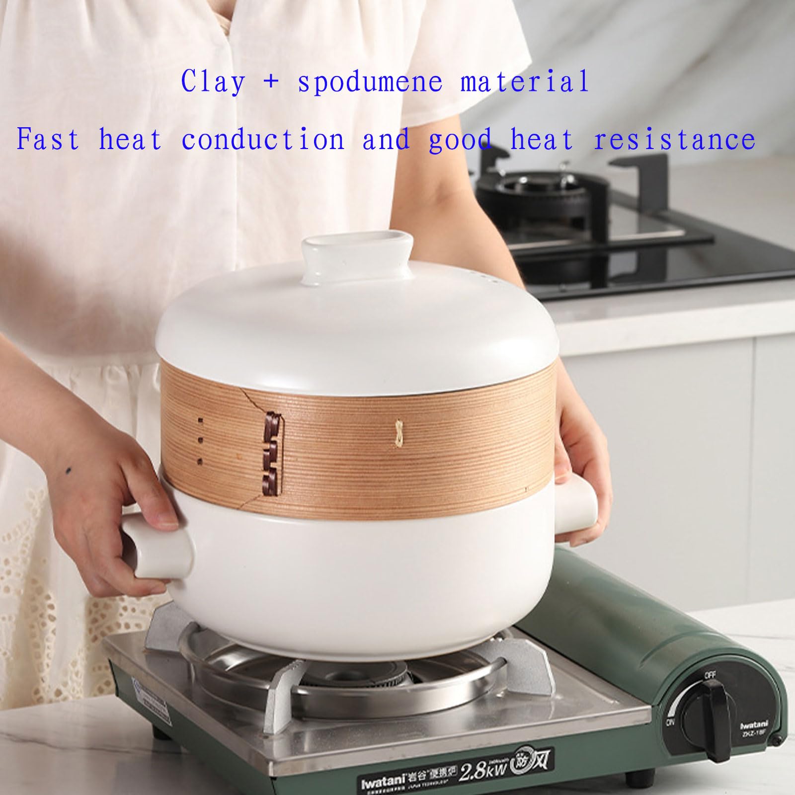 Ceramiczny garnek hotelowy Gliniany garnek parowy z nieprzywierającą powłoką z szufladką Wielowarstwowy, żaroodporny garnek do zupy i gulaszu do użytku hotelowego i domowego,Black,1.5L