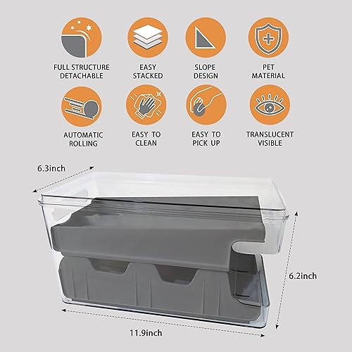 Miniatura 3 de Soporte rodante para huevos para refrigerador, dispensador de huevos de 24 unidades para refrigerador, organizador automático de contenedores de