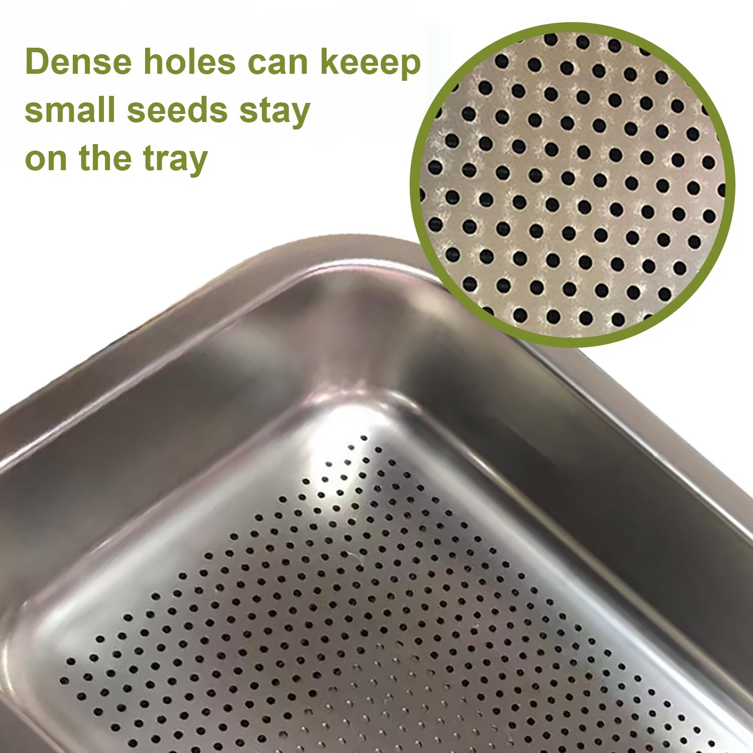 Kit di 2 Vassoi Germogliatore,Ciotola 2 in 1 con Doppia Dimensione, Acciaio Inox, Lavabile in Lavastoviglie,per Coltivare Erba di Grano Sana, Kit per Piantine di Piante da Interno