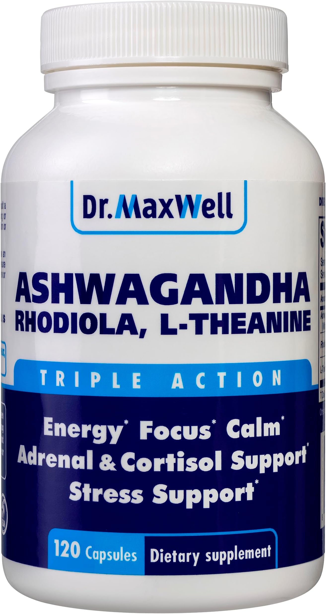 Dr. Maxwell Cortisol Manager Supplement, Supports Relaxation, Mood & Sleep in Times of Occasional Stress, Ashwagandha Rhodiola Adaptogens, Helps Maintain Normal Cortisol Levels, 120 Capsules