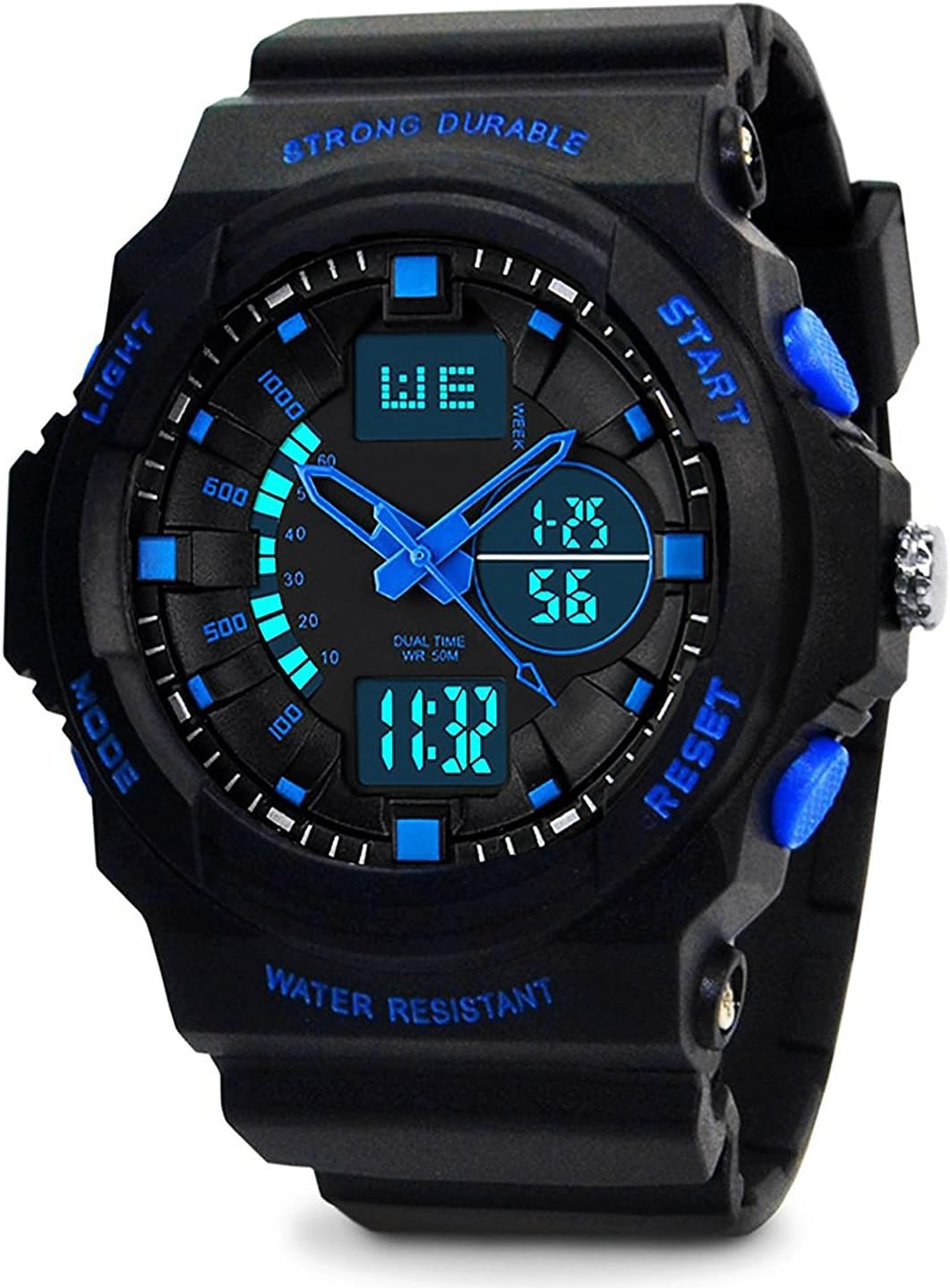 Kids Digital Analogue Watches - Boys 5 ATM Waterproof Sports Watch with Dual Time/Alarm/Chime Hourly Function, Electronic Outdoors Sport Wrist Watch for Teenagers Childrens - Black by VDSOW