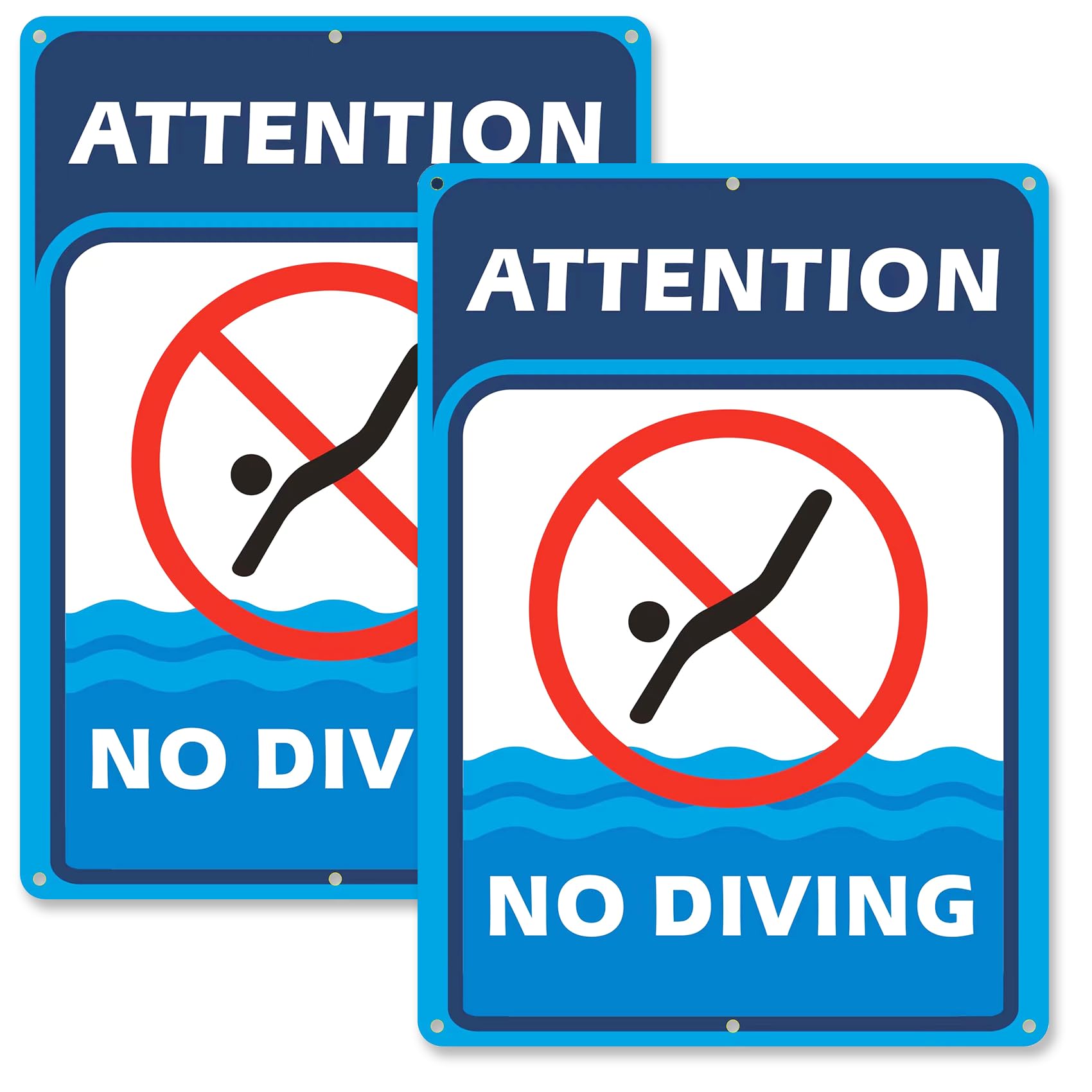 Clotide No Diving Pool Sign 2 Pack 10 ”x14 ” Metal Sturdy Rust Aluminum Pool Rules Sign, UV Resistant, Scratch, Waterproof and Weatherproof. Easy to Mount.