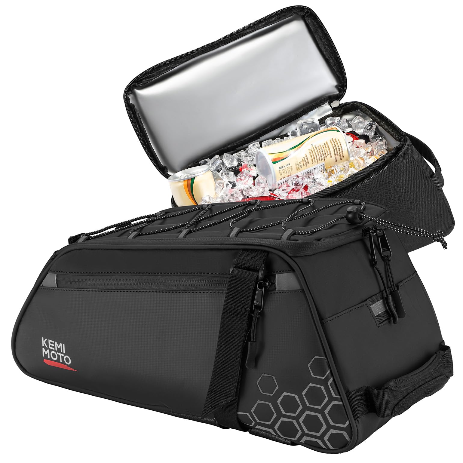 KEMIMOTO 2 IN 1 Fahrradtasche mit Kühlfunktion, Gepäckträgertasche mit Abnehmbarer 6L Isoliertasche, Mehrere Fächer, mit Tragegriff und Schultergurt, Fahrrad Taschen hinten