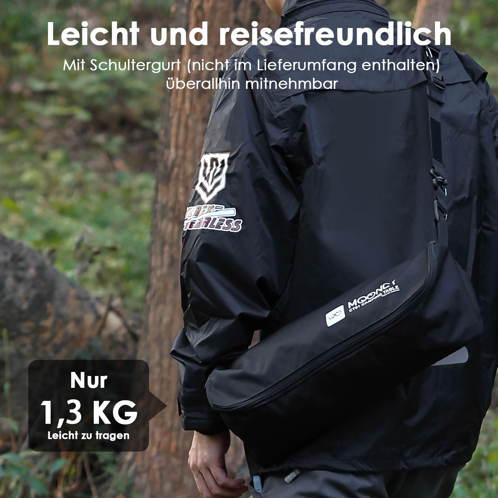 MOONCY Campingtisch Klappbar, Ultraleichter Klapptisch mit Ölbeständiger Matte und Netzbeutel, Tragbarer Picknicktisch bis 35 kg belastbar, ideal für Wandern, Angeln, Grillen und Strand