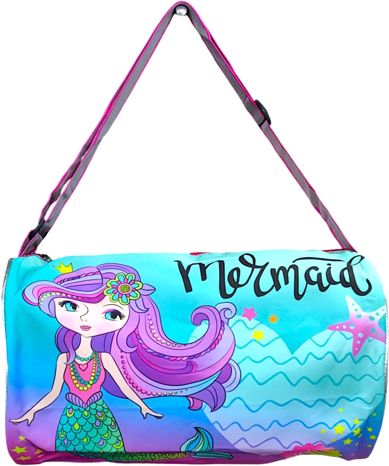 Polyester Duffle Bag For Girls (1 Pcs) Mermaid Duffle Bag For Kids | Whimsical And Sturdy Bag | Best For Travel And Play | Return Gifts Birthday Party For Kids, 20 cm,Brown