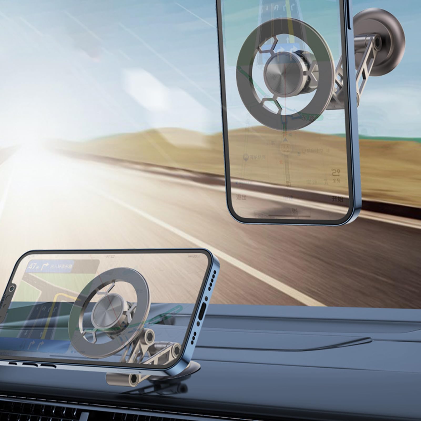 Magnetyczny Samochodowy Uchwyt Na Telefon Regulowany Antypoślizgowy | Uchwyt Magnetyczny Akcesoria Samochodowe Dla Suv Rv Ciężarówek Deska Rozdzielcza Nawigacja Akcesoria
